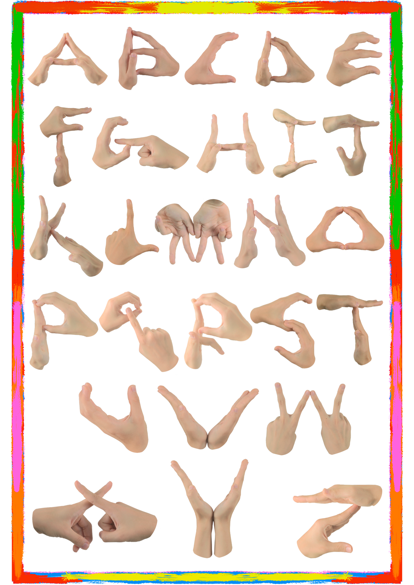 Make the shape of ABCs with your hands and fingers with Page 2 of "Finger Steps"!